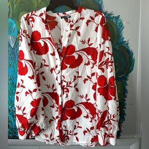Red & White floral blouse